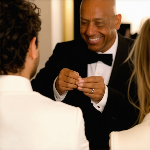 Trust and Authenticity in Close-Up Magic Close-up magician performing in an elegant setting, creating a genuine connection with guests.