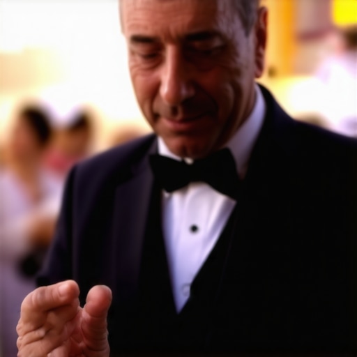A magician performing close-up magic for a delighted audience at a party.